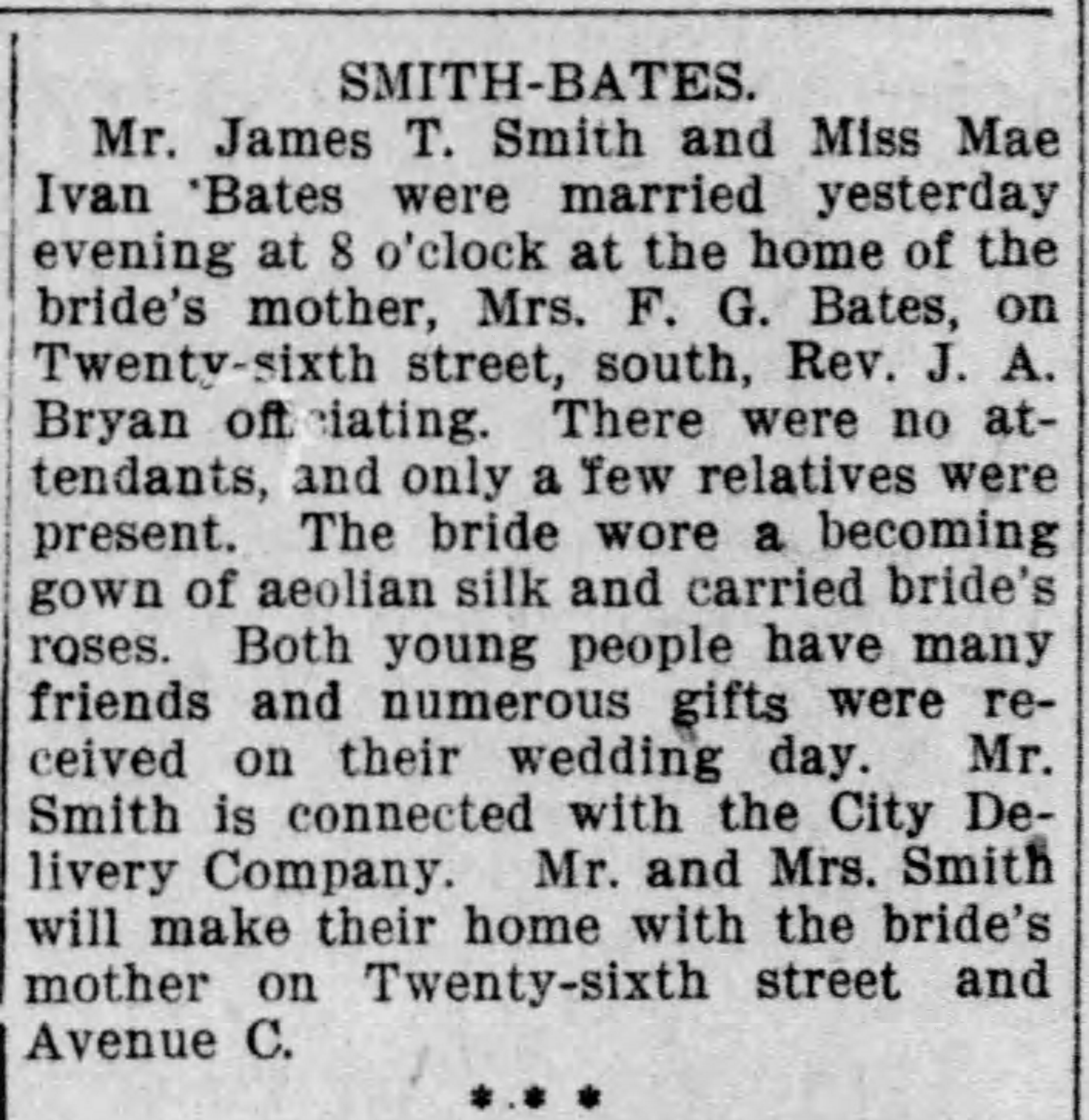 James T. Smith-Mae Ivan Bates
